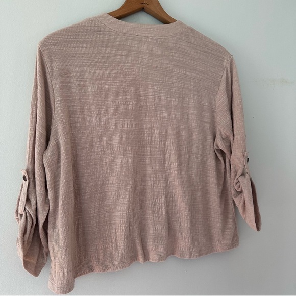 Telluride Earthy Neutral Textured Cropped Button Down Women’s Shirt Size Large - Picture 9 of 11